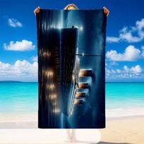 Quick Dry Beach Towel Titanic Pattern, Lightweight Absorbent Towel for Pool Beach Vacation Use 70cmx140cm(27x55inch) blue