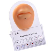 12 vnt./kortelėje Netikri Apgaviko Auskarai Be Pradūrimo Magnetiniai Ausies Tragus Cartilage Lūpų Labret Stud onesize brown