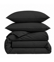 Premium satino patalynės komplektas „Black Stripe Sateen“ (140x200 cm)