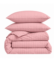 Premium satino patalynės komplektas „Seashell Pink Stripe Sateen“ (200x220 cm)