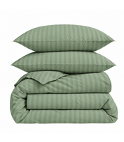 Premium satino patalynės komplektas „Pistachio Stripe Sateen“ (200x220 cm)