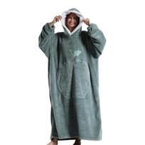 Lazy Blanket, Outdoor Cold,proof Hooded Blanket, Home Wear, Long,sleeved, Thick Blanket One Size gray