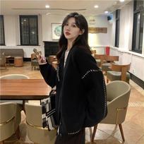 Lazy Wind Sweater Cardigan Jacket Women's Fall and Winter Design Sense Loose Niche Knit Sweater Tops Female One size juoda