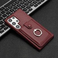 Apsauginis odinis telefono dėklas, skirtas Samsung S24 Ultra, S23 FE, A16, A55 S22 vyno raudonos spalvos