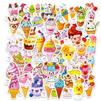 50PCS Cartoon Ice Cream PVC Sticker Aesthetic Colored DIY Sticky Decoration Scrapbooking Hand Accounting Supplies for Kids yellow