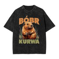 Man Women T Shirt Bobr Kurwa Washed T Shirts Fashion beaver memes Summer Tees Street Style Custom Logo Casual Tops Birthday Gift 3XL įvairiaspalvis