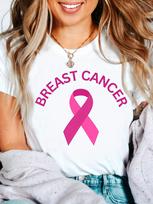 Breast Cancer Awareness Pink Ribbon Support T-shirt M white
