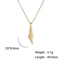 Israel and Palestine Map Pendant Necklace for Women Men Stainless Steel Gold Neck Chains Country Geography Jewelry 45-50cm beige