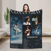 Conan Gray flanelinis pledas Šilti patalynės užtiesalai namų dekoravimui Iškylai Madingas lovatiesė Sofos lovos užvalkalas 100x125cm (40x50inch) black