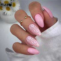 24Pcs Short Oval Press On Nails Spring Summer Colorful Flower Design Wearable Fake Nail Tips Set brown