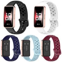 5‑Pack Hole‑Style Breathable Soft‑Silicone Replacement Wrist‑Strap Band for Huawei Band 10 / 9 / 8 Fitness Tracker For Huawei Band 10 / 9 / 8 black