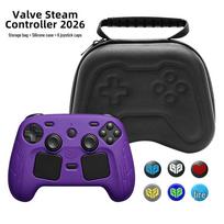 Steam Controller 2 Storage Bag with Silicone Case & Joystick Caps for Handheld Console violetinė