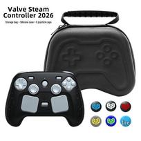 Steam Controller 2 Storage Bag with Silicone Case & Joystick Caps for Handheld Console juoda