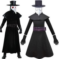 (Juoda, 7-8 metai) Vaikų maro gydytojo kaukė, pirštinės, kepurė Helovino Cosplay kostiumas, karnavalinis drabužis 6-7Years juoda