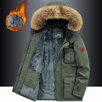 Žieminė striukė vyriška šilta stora vilna Parkas vėjo striukė su gobtuvu kailinė apykaklė, paltas Vyriški drabužiai plius dydis 8XL 6XL armijos žalia spalva