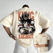 2026 Dragon Ball Anime King Goku Printed Cotton Unisex Tshirt Summer New Street Hip Hop Loose Casual Y2K Parent Child Top 4XL black