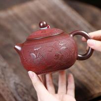 Chinese Yixing Purple Clay Teapot Handmade Animals Pattern Zisha Tea Pot Household Large Capacity Kettle Tradition Tea Set 410ml brown