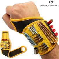 Strong Magnetic Wrist Strap for Men, Adjustable Versatile Tool Wristband with Magnetic Adhesion for Holding Screws geltona