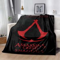 Classic Assassin Insignia & Hidden Blade Character Warm Blanket Plush Fleece Fabric Ideal Birthday Holiday Gift for Assassin's Creed Game Fans 80cm x 120cm gray