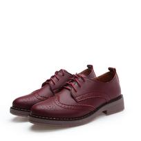 Moteriški Brogue batai Moteriška platforma Oksfordo batai Platūs britiško stiliaus vintažiniai iškirpimai Plokšti laisvalaikio moteriški batai Oksfordo batai retro stiliaus 35 vyno raudonos spalvos