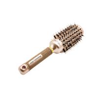 Professional Round Hair Brush Ceramic Barrel Thermal Styling Brush with Boar Bristles and Aluminum Core for Hair Volume and Smooth Finish one size beige