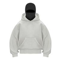Šiltas Vėjui atsparus Unisex Balaklava su Gobtuvu Megztinis su Slidinėjimo Kaukę ir Priekine Kišene Bėgimui Gobtuvėtas Džemperis S šviesiai pilka spalva