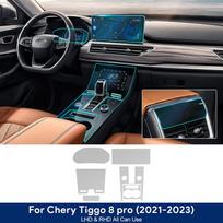 TPU apsauginė plėvelė Chery Tiggo 7 Pro 2021-2025 interjerui, atspari įbrėžimams, skaidrus lipdukas For 8 Pro Matte balta