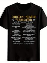 Men's Black Dungeon Master Translator Humorous RPG T-Shirt - Hexagon Dice Icons L gray