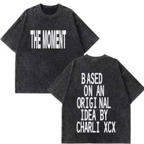 CHARLI XCX  Album Music, Fashion, Film Tour 2026 Print Vintage Washed T-shirt Men Women Fashion Cotton Loose Harajuku T Shirts XL black