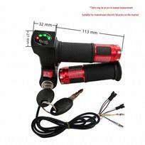 Electric Vehicle Throttle Twist Grip with Four-Light and Reverse Voltage Display Regular lock throttle with reverse voltage display black