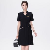 Women's Short-Sleeve Wellness Uniform - Beauty Salon & Spa Therapist Dress L beige