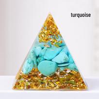 Natural Crystal Epoxy Pyramid Ornament for Home or Office Decor blue