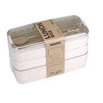 hot! Natural Wheat Straw Bento Box Large Capacity Microwave Safe Lunch Box Food Container With Reusable smėlis