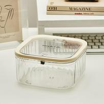 Dust Proof Mini Trash Can Acrylic Pop-up Storage Box New Transparent Storage Box  Workstation S-Transparent white