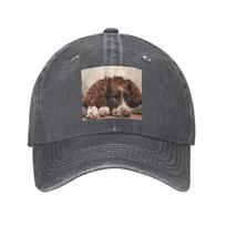 English springer spaniel Baseball Caps Snapback Washed Denim Hats  Adjustable Casquette Sports Baseball Cowboy Hat for Unisex One Size beige
