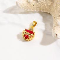[HF]#1PC Brass Charm Pendant Ex Voto Heart Red Cubic Zirconia For DIY Necklace Keychains Jewelry Making beige