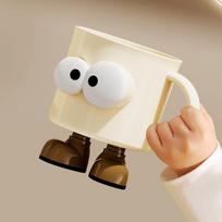 Cartoon Big Eyes Expression Mouthwash Cup Creative Adults Children Brushing Cup Plastic Cup Toothbrush Cup Bathroom Accessories smėlis