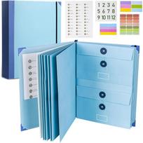 Important Document Organizer|Personal Binder Organizer with Labels Accordion File Stylish Binder for Storing Important Papers,Certificates,Passports mėlyna