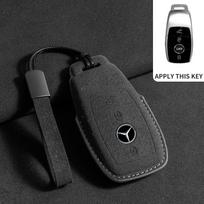 Suede odos automobilio raktų dėklas Mercedes Benz E klasės W213 W205 E200 E260 E300 E320 AMG CLA 2018 2019 2020 nuotolinio valdymo pultelio korpusas BL1 gray