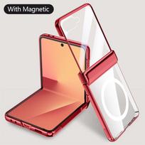 Full Protection Tempered Glass Film Case for Samsung Galaxy Z Flip 7 Magsafe Wireless Charging Plating Back Cover for Z Flip7 Galaxy Z Flip 7