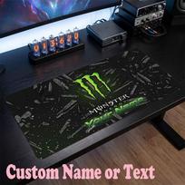 Monster Energy Customized Name Text Mouse Pad, Large Desk Mouse Mat Personalized Home Office Present 30cmx60cm black