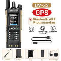 BAOFENG UV-32 GPS Racija 10W Daugiajuostė Bluetooth Programuojama Belaidžio Dažnio Kopijavimo NOAA Ilgo Nuotolio Mėgėjų Dvipusio Ryšio Radijo Stotis EURO