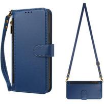 Leather Wallet Flip Case For TCL Nxtpaper 70 Pro  K70 Power SE K32 K33 PU with 9 Zipper Pocket phone Cover TCL K70 Nxtpaper mėlyna