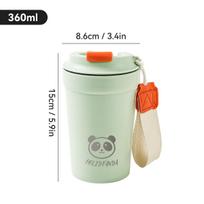 WORTHBUY Office Coffee Mug Plastic Coffee Cup Camping Portable Direct Drinking Cup With Rope Leak Proof Juice Tea Milk Water Mug beige