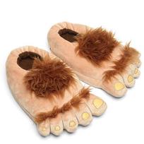 Retro Madingi Yeti Pliušiniai Šlepetės - Hobito Didelės Pėdos Kambariniai Kailiniai Medvilniniai Šildykliai One Size kava