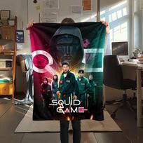 1 vnt. „Squid Game“ spausdinimo flanelinis pledas, Aukštos kokybės, Patogus visais metų laikais, Namų dekoras, Šiluma ir komfortas, Puikiai tinka dovanoms 80cm x 120cm white