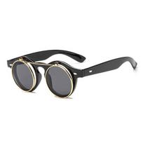 Apvalūs Lauko Atlenkiamu Lęšiu Saulės Akiniai Retro Steampunk Akiniai gray