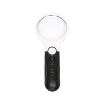 Apšviečiamas rankinis didinamasis stiklas LR-4, 75 mm 3x lęšis, 22 mm 45x lęšis, LED, 312774