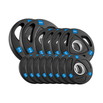REBEL ACTIVE guma dengtų olimpinių ketaus svorio diskų rinkinys, 30 kg: 8 x 1,25, 4 x 2,5 ir 2 x 5 kg, 51 mm anga