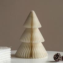 20/25/30cm Mini Kalėdų Eglutės Papuošalas Popierinis Medaus Koriaus Kamuoliukas Sulankstoma Kalėdinė Eglutė 3D Namų Dekoracija Stalo Papuošalas 20cm beige